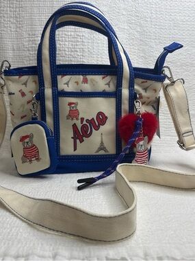 Aero Aeropostale French Bulldog Mini Tote Bag with Crossbody Strap 💙
